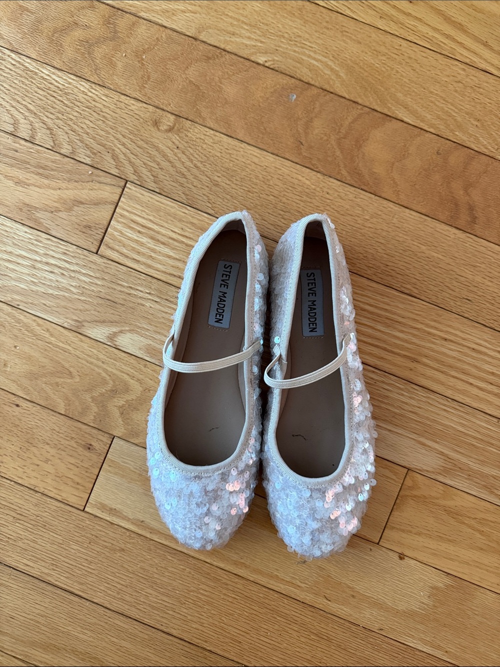 Steve Madden Ivory Sequin Mary Jane Flats